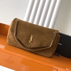 Replica Borsa a tracolla grande YSL Saint Laurent Calypso scamosciata marrone Imitazione fallate Outlet