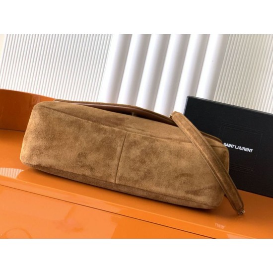 Replica Borsa a tracolla grande YSL Saint Laurent Calypso scamosciata marrone Imitazione fallate Outlet