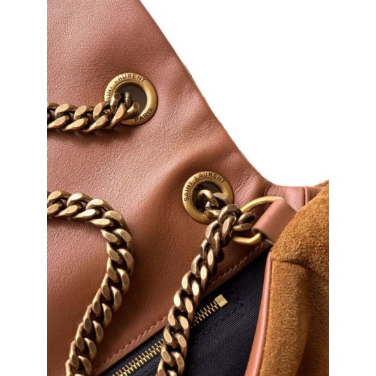 Replica Borsa a tracolla grande YSL Saint Laurent Calypso scamosciata marrone Imitazione fallate Outlet