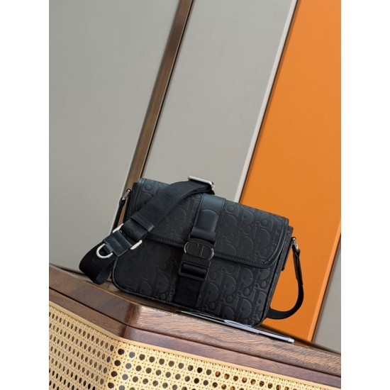 Premio Replica Borsa a tracolla Dior Trek Uomo Dior Oblique nylon nero Imitazione Outlet
