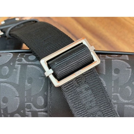 Premio Replica Borsa a tracolla da uomo Dior Oblique Jacquard nera Imitazione Outlet