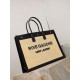 Premio Replica Borsa tote YSL Saint Laurent Rive Gauche Rafia ricamata Nero Imitazione Outlet