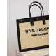 Premio Replica Borsa tote YSL Saint Laurent Rive Gauche Rafia ricamata Nero Imitazione Outlet