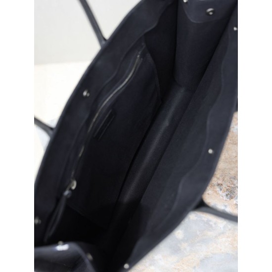 Premio Replica Borsa tote YSL Saint Laurent Rive Gauche Rafia ricamata Nero Imitazione Outlet