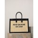 Premio Replica Borsa tote YSL Saint Laurent Rive Gauche Rafia ricamata Nero Imitazione Outlet