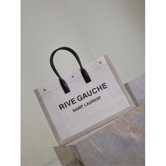 Premio Replica Borsa tote YSL Saint Laurent Rive Gauche beige Imitazione Outlet