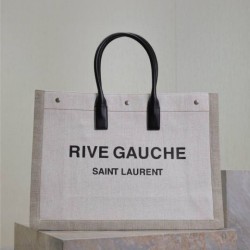 Premio Replica Borsa tote YSL Saint Laurent Rive Gauche beige Imitazione Outlet