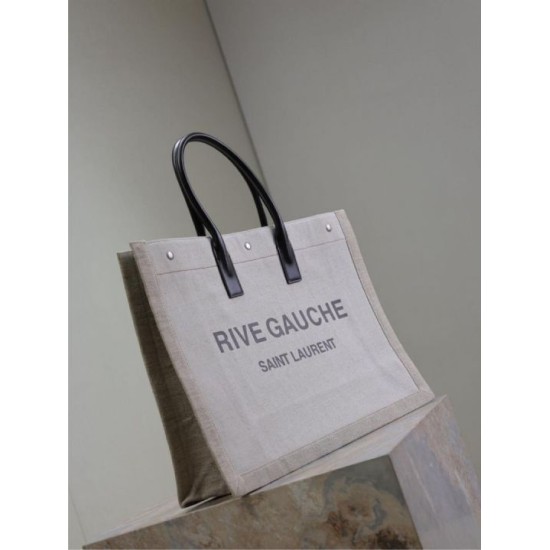 Premio Replica Borsa tote YSL Saint Laurent Rive Gauche beige Imitazione Outlet