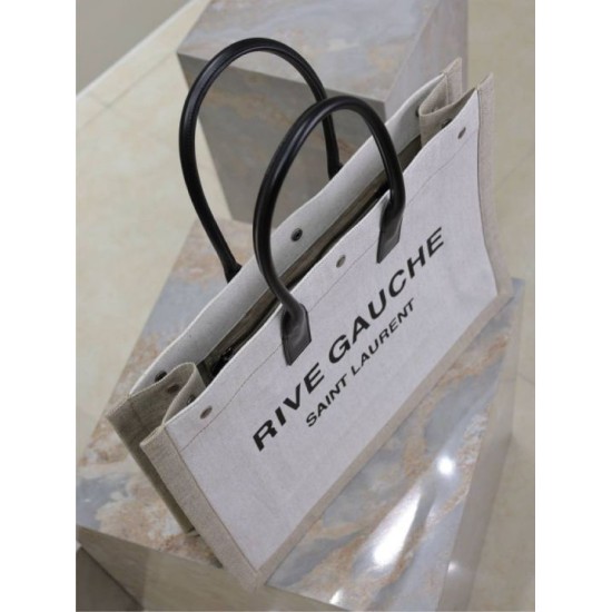 Premio Replica Borsa tote YSL Saint Laurent Rive Gauche beige Imitazione Outlet