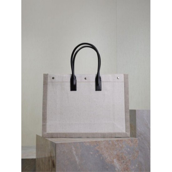 Premio Replica Borsa tote YSL Saint Laurent Rive Gauche beige Imitazione Outlet