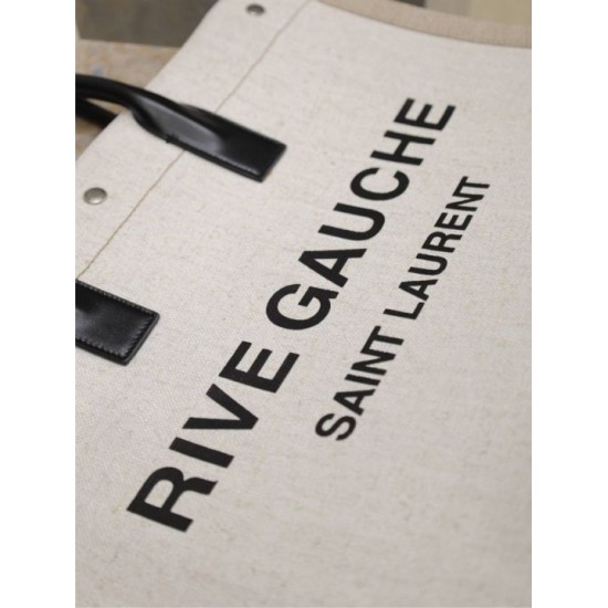 Premio Replica Borsa tote YSL Saint Laurent Rive Gauche beige Imitazione Outlet