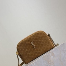 Premio Replica Borsa a tracolla YSL Saint Laurent Gaby scamosciata trapuntata giallo Imitazione Outlet