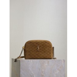 Premio Replica Borsa a tracolla YSL Saint Laurent Gaby scamosciata trapuntata giallo Imitazione Outlet