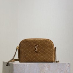 Premio Replica Borsa a tracolla YSL Saint Laurent Gaby scamosciata trapuntata giallo Imitazione Outlet