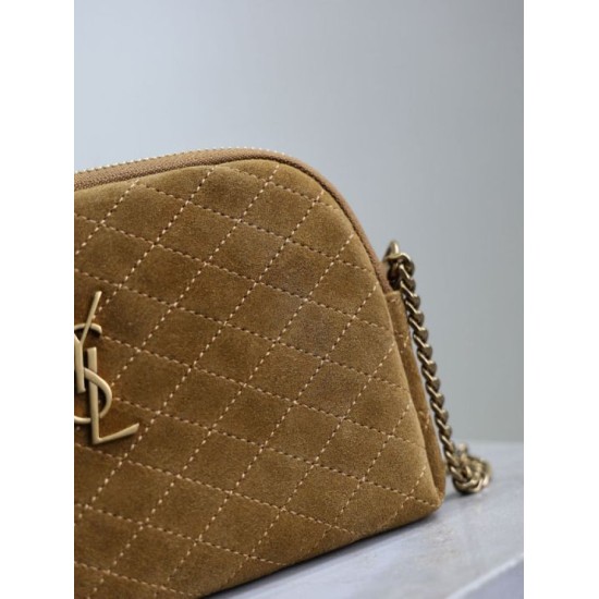 Premio Replica Borsa a tracolla YSL Saint Laurent Gaby scamosciata trapuntata giallo Imitazione Outlet