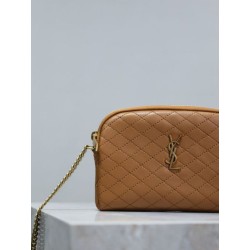 Premio Replica Pochette trapuntata con zip Gaby YSL Saint Laurent marrone Imitazione Outlet