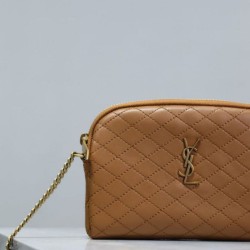 Premio Replica Pochette trapuntata con zip Gaby YSL Saint Laurent marrone Imitazione Outlet