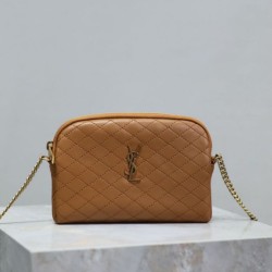 Premio Replica Pochette trapuntata con zip Gaby YSL Saint Laurent marrone Imitazione Outlet