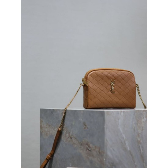 Premio Replica Pochette trapuntata con zip Gaby YSL Saint Laurent marrone Imitazione Outlet