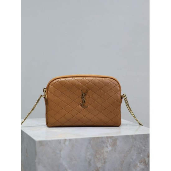 Premio Replica Pochette trapuntata con zip Gaby YSL Saint Laurent marrone Imitazione Outlet