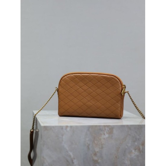 Premio Replica Pochette trapuntata con zip Gaby YSL Saint Laurent marrone Imitazione Outlet