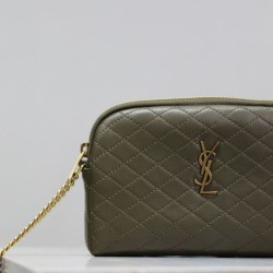 Premio Replica Pochette trapuntata con zip Gaby YSL Saint Laurent Blu Imitazione Outlet