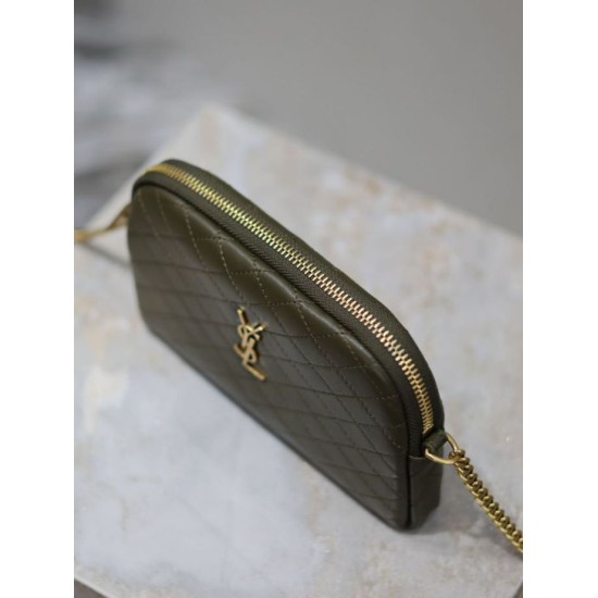 Premio Replica Pochette trapuntata con zip Gaby YSL Saint Laurent Blu Imitazione Outlet