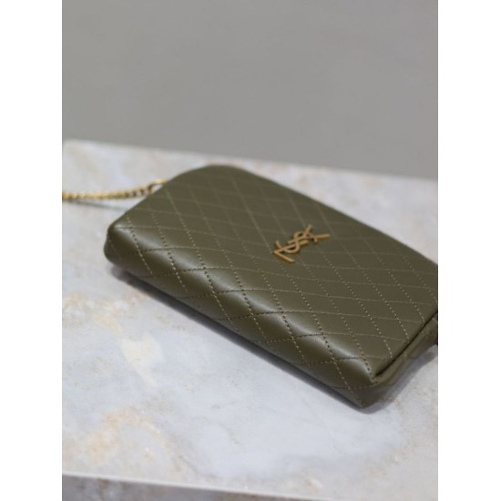 Premio Replica Pochette trapuntata con zip Gaby YSL Saint Laurent Blu Imitazione Outlet