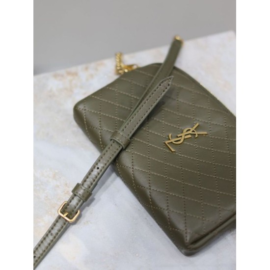 Premio Replica Pochette trapuntata con zip Gaby YSL Saint Laurent Blu Imitazione Outlet