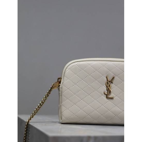 Premio Replica Pochette trapuntata con zip Gaby YSL Saint Laurent Bianco Imitazione Outlet