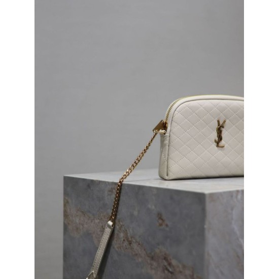 Premio Replica Pochette trapuntata con zip Gaby YSL Saint Laurent Bianco Imitazione Outlet