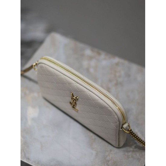 Premio Replica Pochette trapuntata con zip Gaby YSL Saint Laurent Bianco Imitazione Outlet