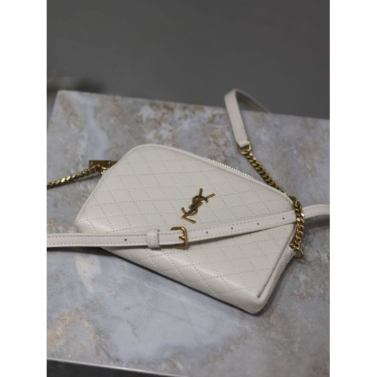 Premio Replica Pochette trapuntata con zip Gaby YSL Saint Laurent Bianco Imitazione Outlet
