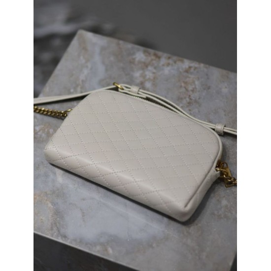 Premio Replica Pochette trapuntata con zip Gaby YSL Saint Laurent Bianco Imitazione Outlet