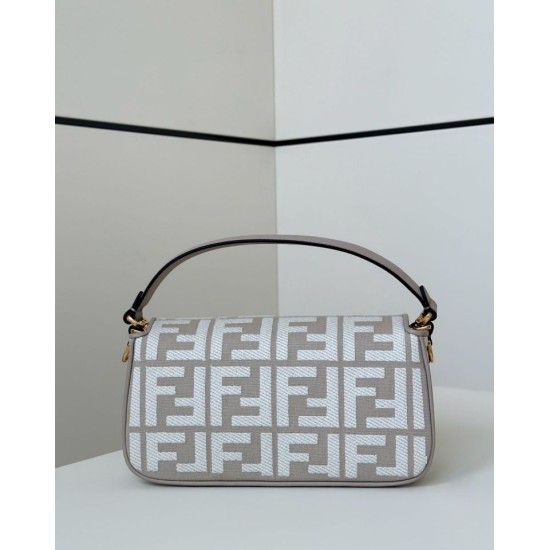 Premio Replica Borsa a tracolla classica Fendi Baguette FF ricamato grigio Imitazione Outlet