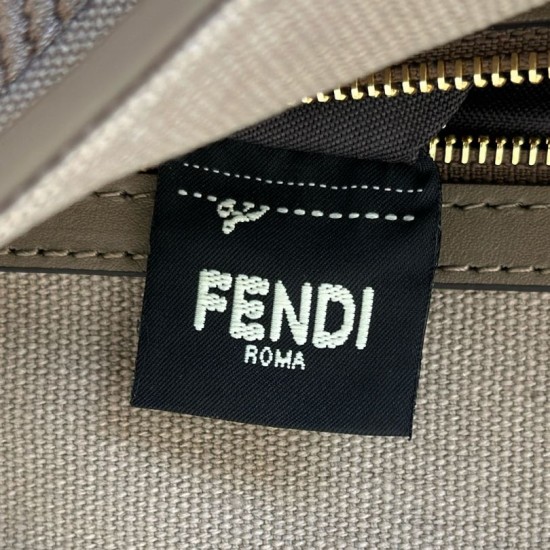 Premio Replica Borsa a tracolla classica Fendi Baguette FF ricamato marrone Imitazione Outlet