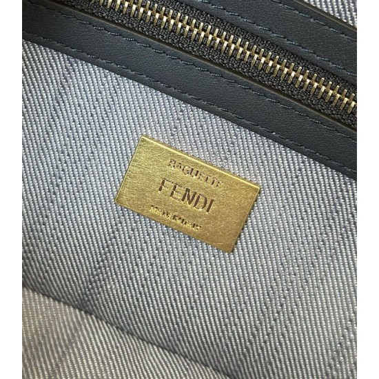 Premio Replica Borsa a tracolla classica Fendi Baguette FF ricamato Blu Imitazione Outlet