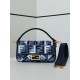 Premio Replica Borsa a tracolla classica Fendi Baguette FF ricamato Blu Imitazione Outlet