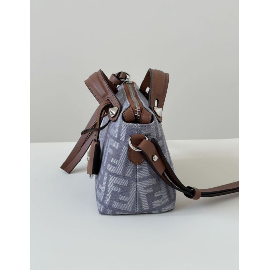 Premio Replica Borsa Fendi Denim Vitello Grace FF Mini By The Way Boston Blu Imitazione Outlet
