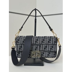 Premio Replica Borsa Fendi Baguette tessuto jacquard FF effetto denim blu Imitazione Outlet