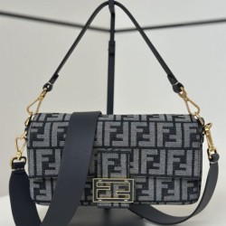 Premio Replica Borsa Fendi Baguette tessuto jacquard FF effetto denim blu Imitazione Outlet