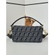 Premio Replica Borsa Fendi Baguette tessuto jacquard FF effetto denim blu Imitazione Outlet