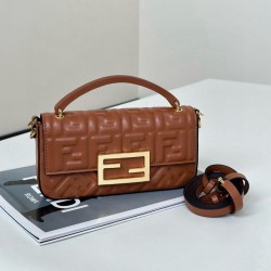 Premio Replica Borsa Fendi Baguette con manico superiore e logo FF impresso marrone Imitazione Outlet