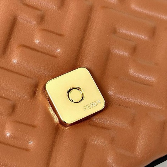 Premio Replica Borsa Fendi Baguette con manico superiore e logo FF impresso marrone Imitazione Outlet