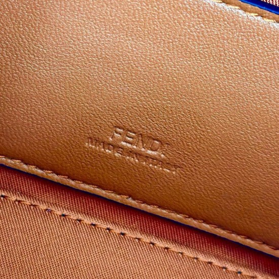 Premio Replica Borsa Fendi Baguette con manico superiore e logo FF impresso marrone Imitazione Outlet