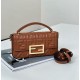 Premio Replica Borsa Fendi Baguette con manico superiore e logo FF impresso marrone Imitazione Outlet