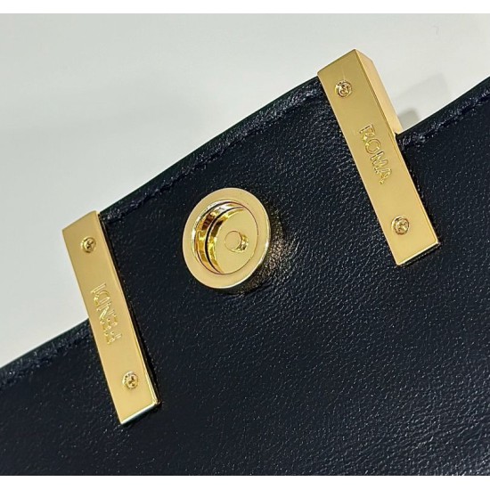 Premio Replica Borsa Fendi Baguette con manico superiore e logo FF impresso Nero Imitazione Outlet