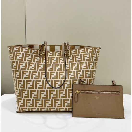 Premio Replica Borsa tote reversibile grande Fendi Roll Albicocca Imitazione Outlet