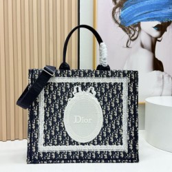 Premio Replica Borsa da uomo Dior Book Tote Piccola/Media/Grande con ricamo obliquo e tracolla Nero Imitazione Outlet