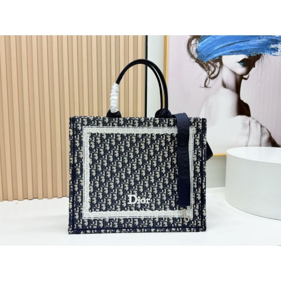 Premio Replica Borsa da uomo Dior Book Tote Piccola/Media/Grande con ricamo obliquo e tracolla Nero Imitazione Outlet